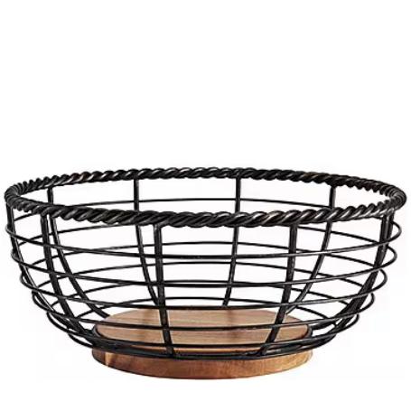 Gourmet Basics by Mikasa Rope Round Wrought Iron & Wood Fruit Basket