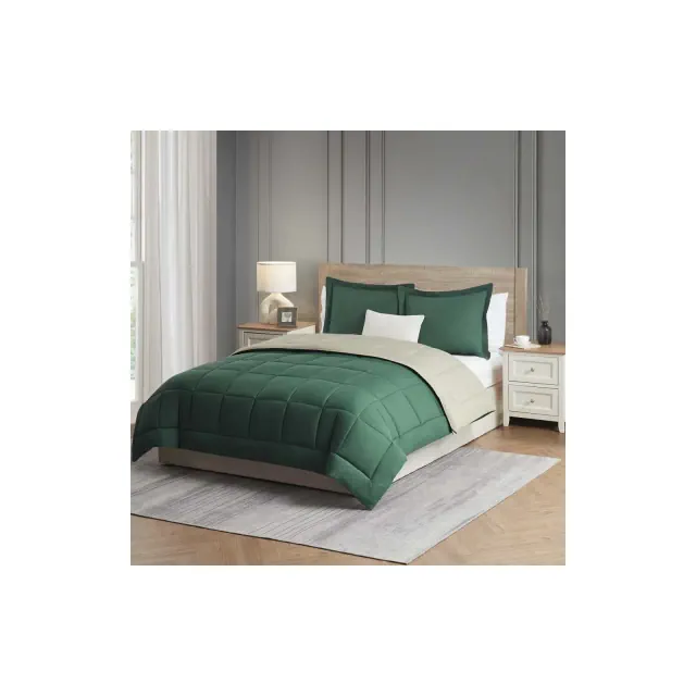 Nestl Premium Quilted Down Alternative Comforter Duvet Insert with Corner Tabs, Twin XL Size, Hunter Green/Sage