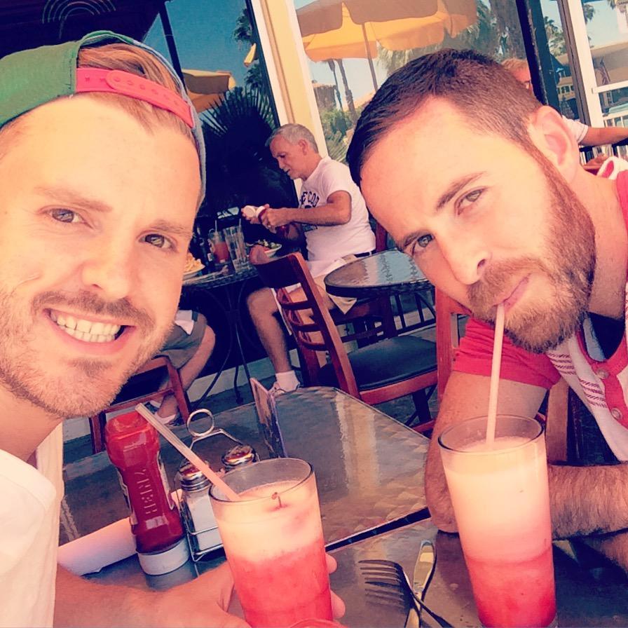 Happy hour at Scotty and Paddy's bachelor party in Palm Springs, CA. May 2015.