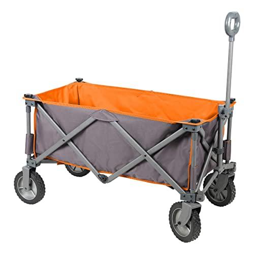 PORTAL Collapsible Folding Utility Wagon Quad Compact Outdoor Garden Camping Cart Removable Fabric, Grey