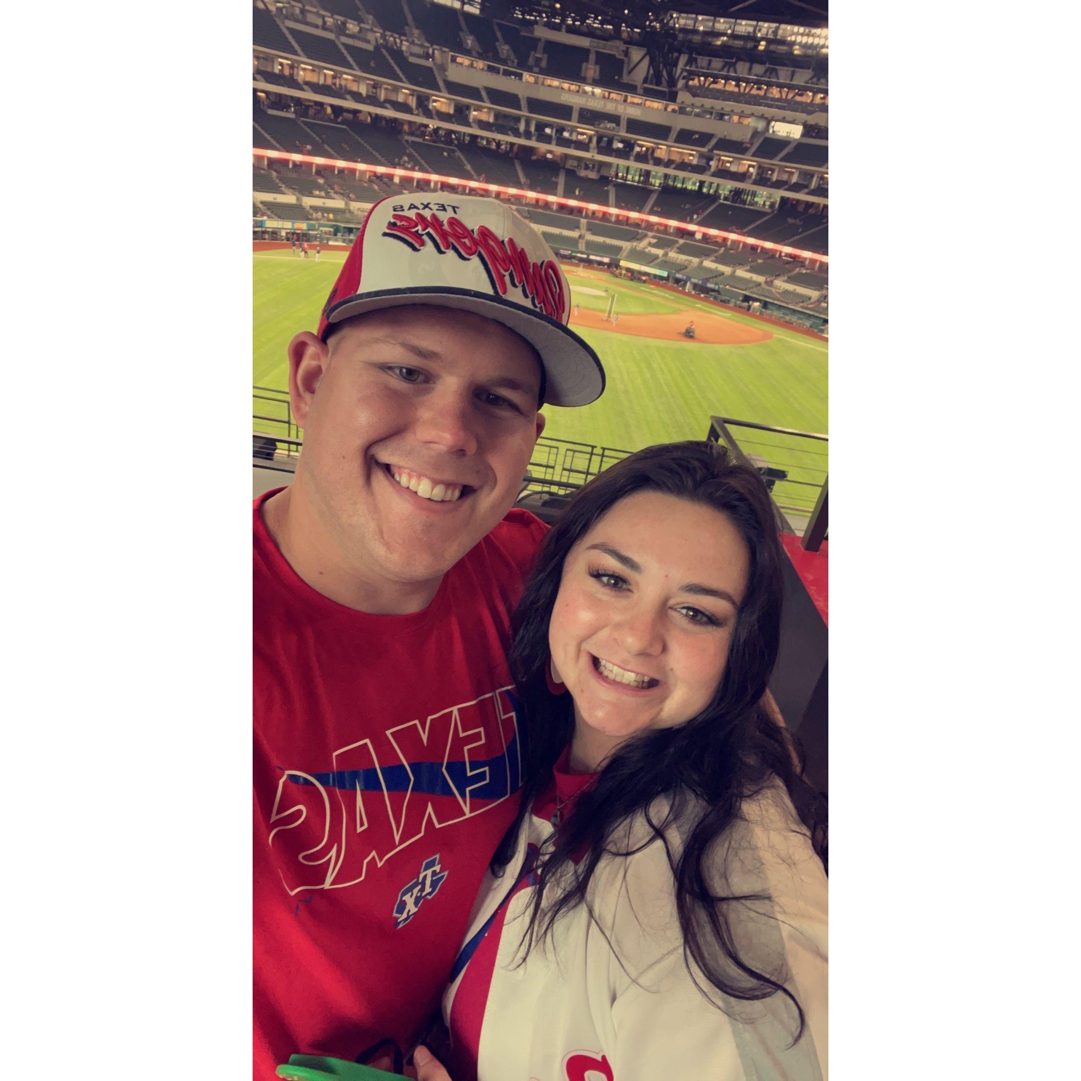 Our first Rangers game, where Jay asked me to be his girlfriend!