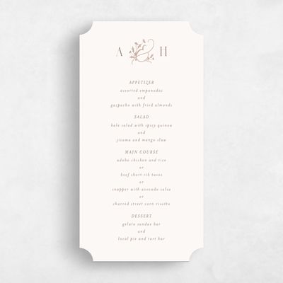 Beige Ticket Wedding Menu - Olmo