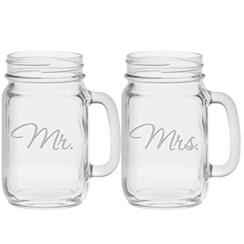 Culver 2-Piece Etched Mr. and Mrs. Handle Jar Set, 16-Ounce