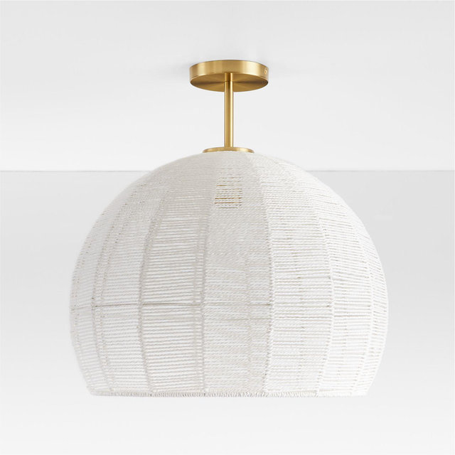 Ivory Woven Rope Flush Mount Ceiling Light
