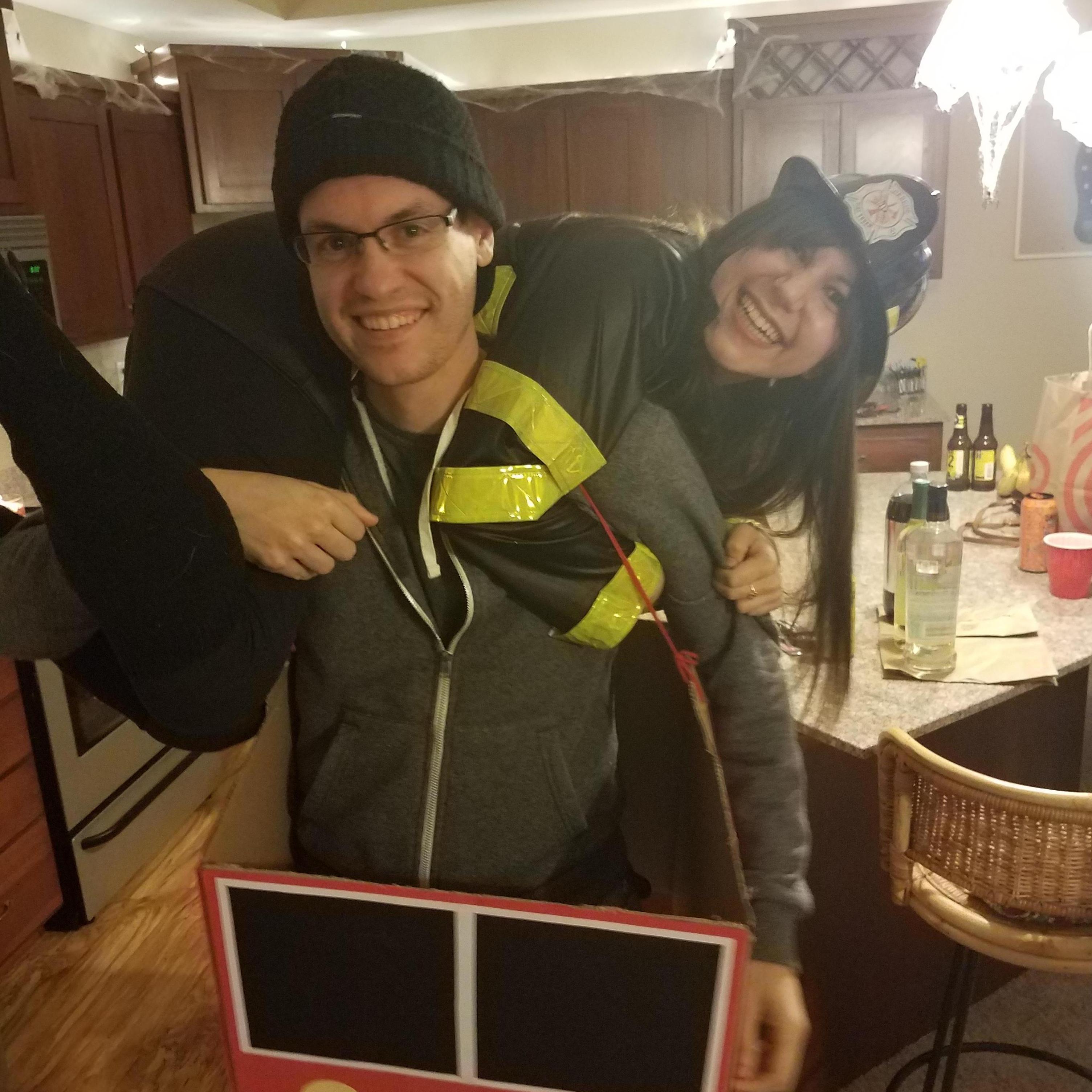 We used to make trips through the grocery store late at night. One night Josh had just learned the fireman carry. He picked me up in the middle of the grocery story and carried me around!