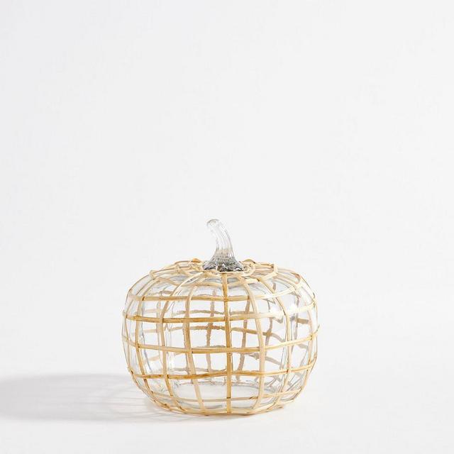 Palm Rattan Pumpkin Cloche, Small, Natural