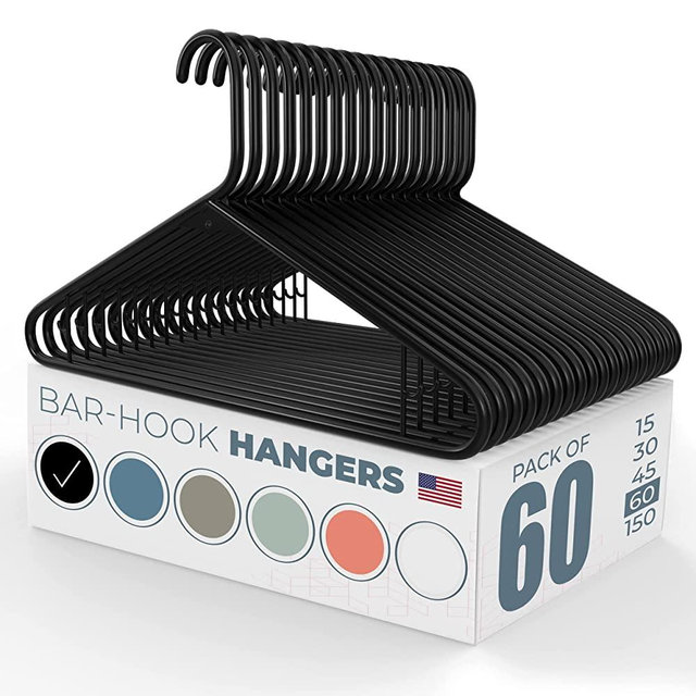 Neaties Plastic Hangers Black Standard Plastic Clothes Hanger with Hooks | Heavy Duty Coat Hangers Plastic, Quality Closet Slim Bulk Non-Slip Adult Hangers (60 Pack)