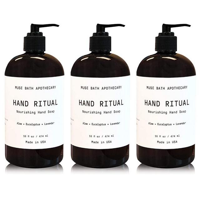 Muse Bath Apothecary Hand Ritual - Aromatic and Nourishing Hand Soap, Infused with Natural Aromatherapy Essential Oils - 16 oz, Aloe + Eucalyptus + Lavender, 3 Pack