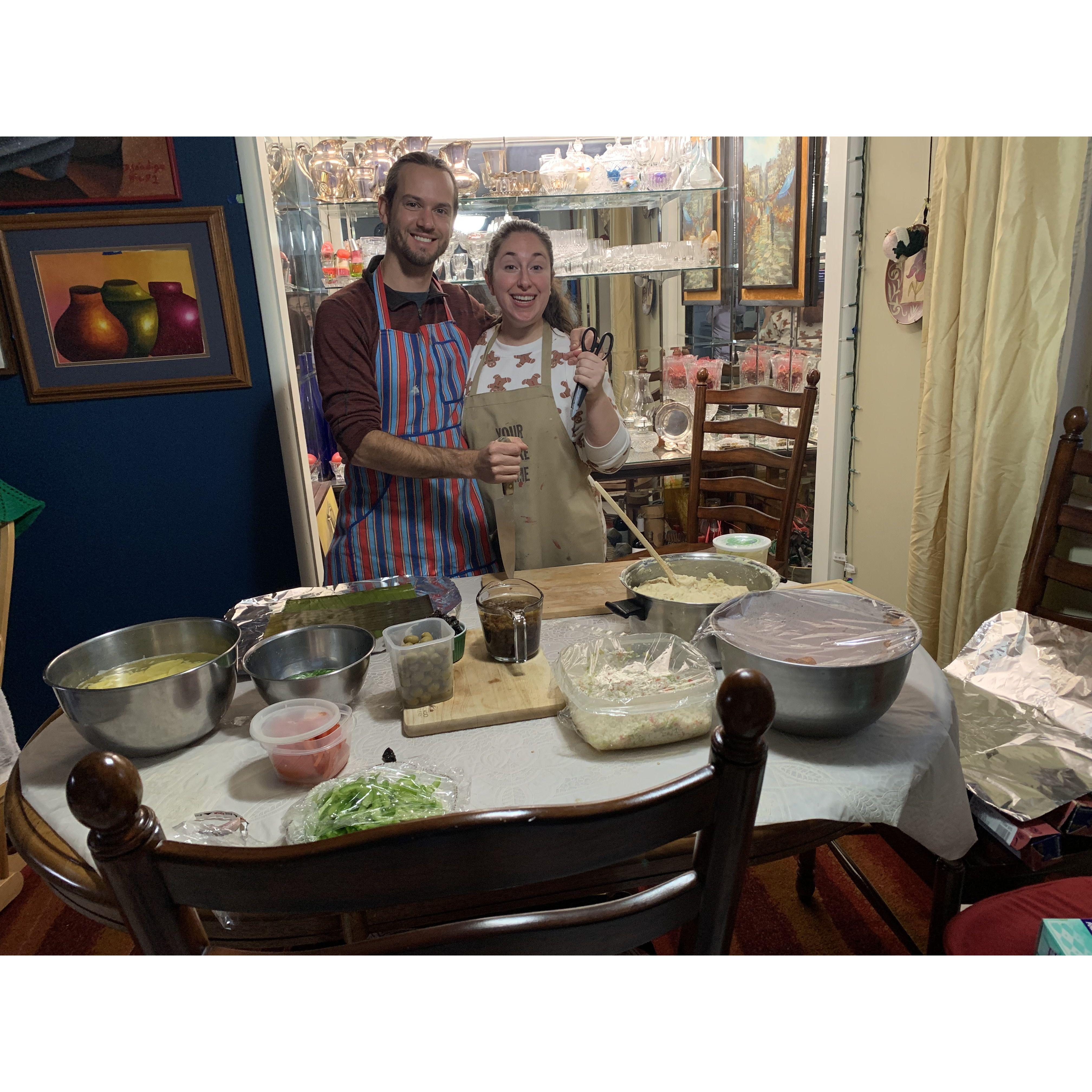 Prepwork for making Nacatameles, a Nicaraguan specialty. January 2023.