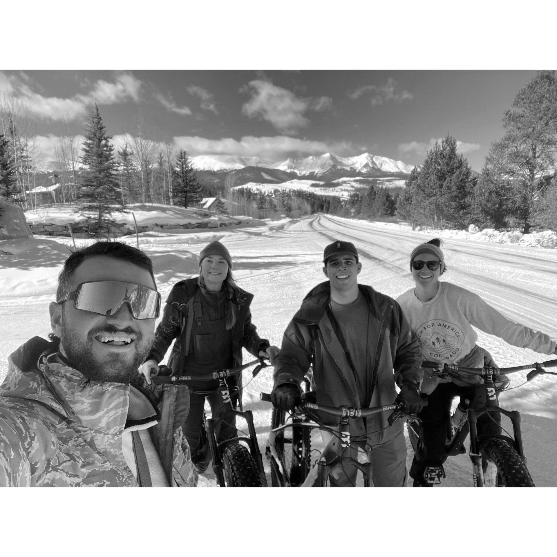 Breckenridge, CO, 2022 - Fat Biking with our Florida Buddies. Not pictured: Snowboarding on the slopes! There's elevation here??
