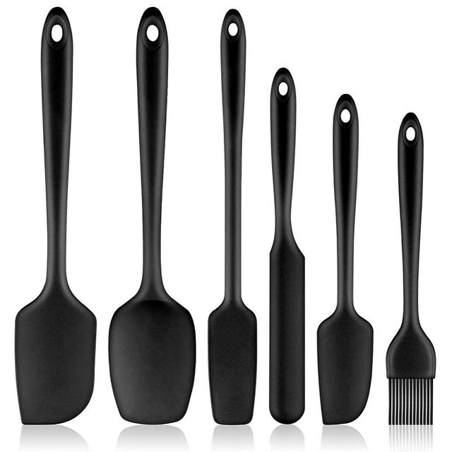 REEVOO Silicone Spatula Set, 480ºF High Heat Resistant Silicone Spatulas BPA-Free, Professional for Nonstick Cookware, Special for Cooking, Baking, Mixing, Dishwasher Safe, Black