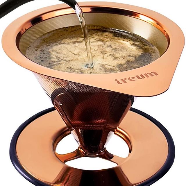 ireum Gourmet Pour Over Coffee Maker – Twill-Mesh, Paperless, Pour Over Drip Coffee Filter & Nonslip Silicone Base, 8oz.