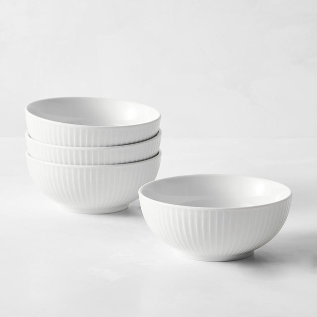 Pillivuyt Plisse Porcelain Cereal Bowls, Set of 8