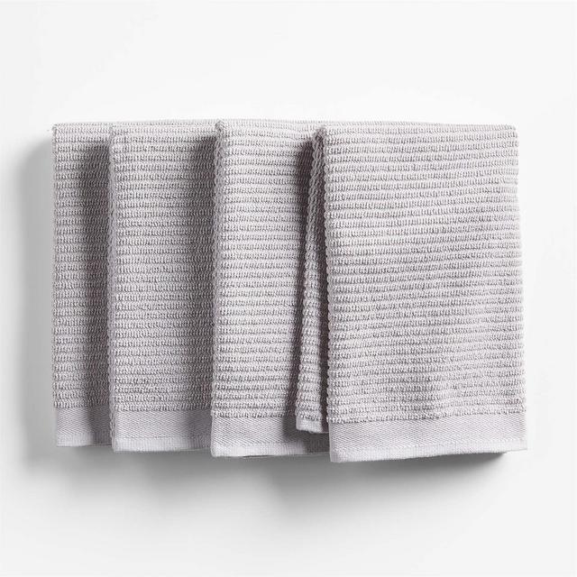 Ribbed Bar Mop Grey Organic Cotton Dish Towels, Set of 4