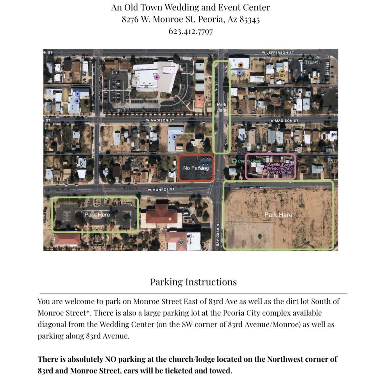 Venue and parking.
