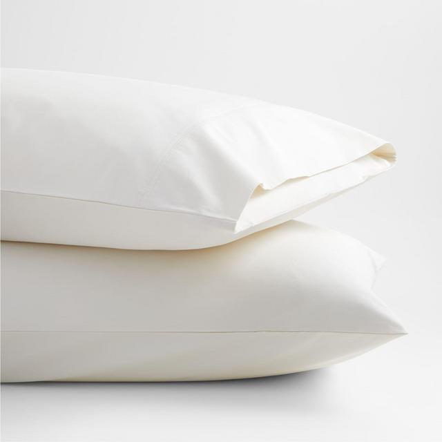 Organic 400 Thread Count Percale Ivory Pillow Cases King, Set of 2