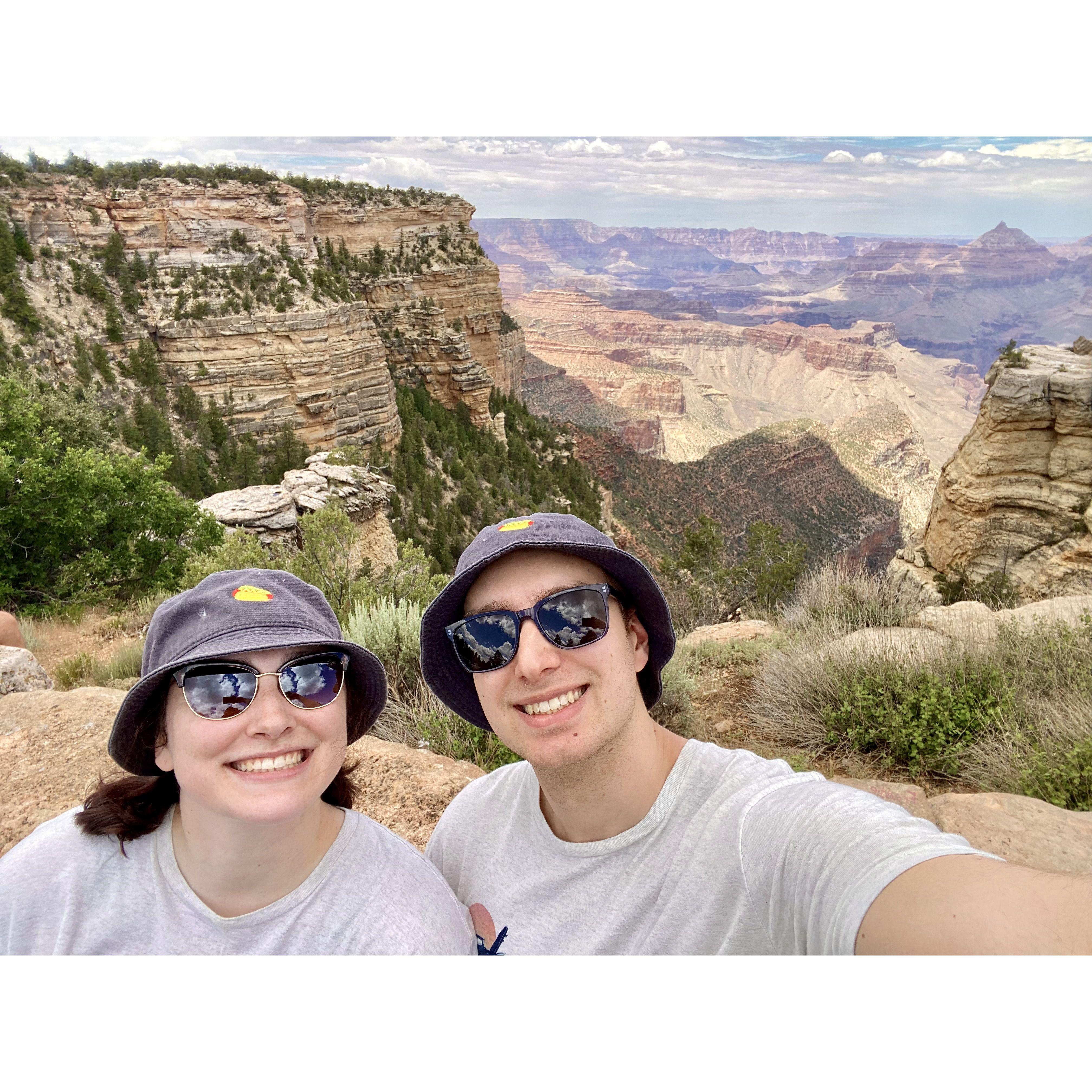 This was our first vacation together, where we traveled to another state! This is us at the Grand Canyon!