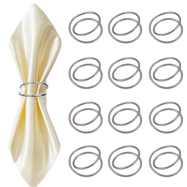 Silver Napkin Rings-12 PCS Metal Spiral Napkin Rings(Spiral) Napkin Holders Buckles for Family Dinner, Wedding, Party,Table Decorations