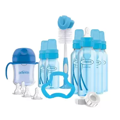 Dr. Brown's® 15-Piece Natural Flow Narrow Baby Bottle Gift Set in Blue