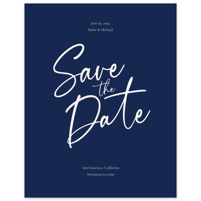 Rich Navy, Blue Wedding Digital Save the Date - Santorini Type