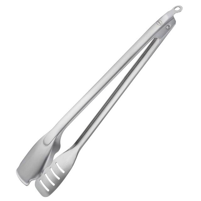 RÖSLE Premium barbecue tongs with large surface for turning food, patented closing system, 18/10 stainless steel, dishwasher safe