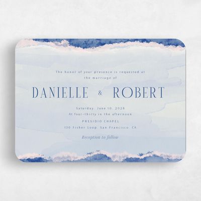Blue Rounded Wedding Invitation - Balla Landscape