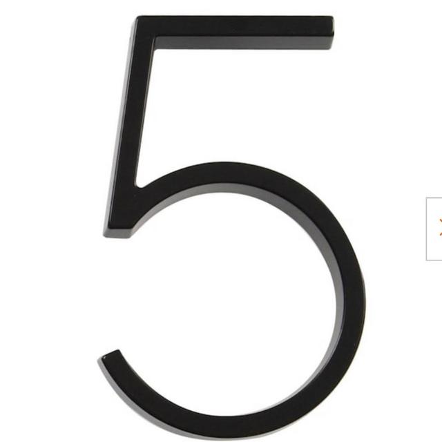 5 in. Black Floating or FLush House Number 5