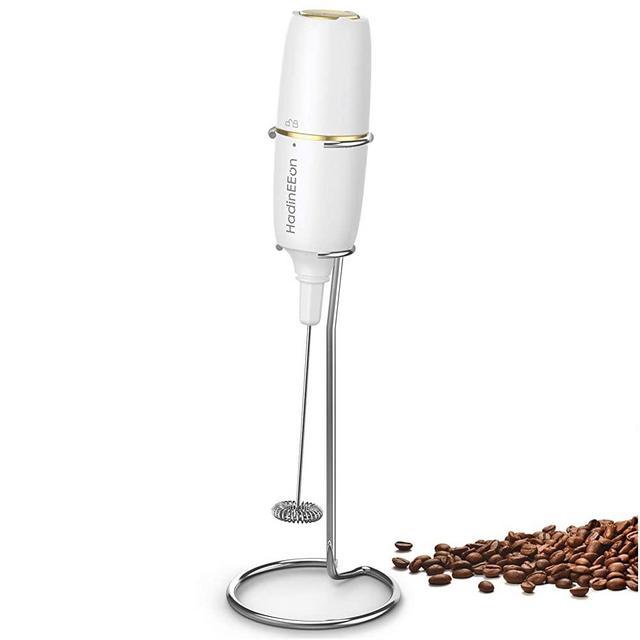 HadinEEon Milk Frother Handheld, Electric Milk Foamer for Coffee, Coffee Frother with Stainless Steel Whisk, Drink Mixer for Bulletproof Coffee, Lattes, Cappuccinno, Matcha and Hot Chocolate