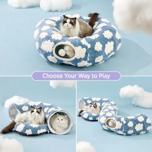 2-in-1 Cat Tunnel Bed, Standard, Blue
