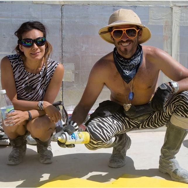 Making art at Burning Man...as Zebras:)