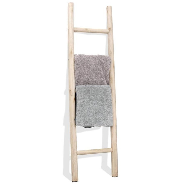 FUIN 5ft Wood Blanket Ladder Living Room Decorative Wall Leaning Farmhouse Quilt Display Holder Rustic Wooden Towel Rack for Bathroom, Unfinished