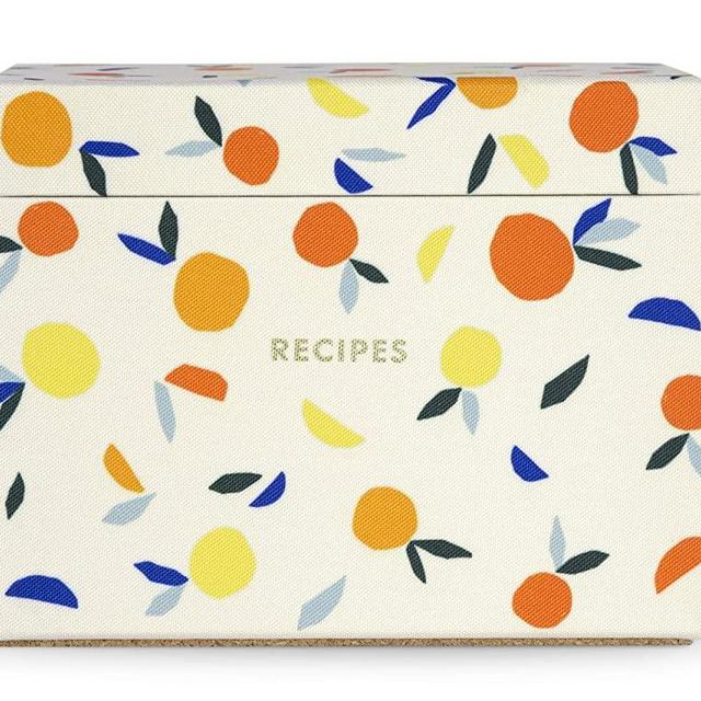 Kate Spade New York Recipe Box with 40 Double Sided Recipe Cards, Citrus Twist