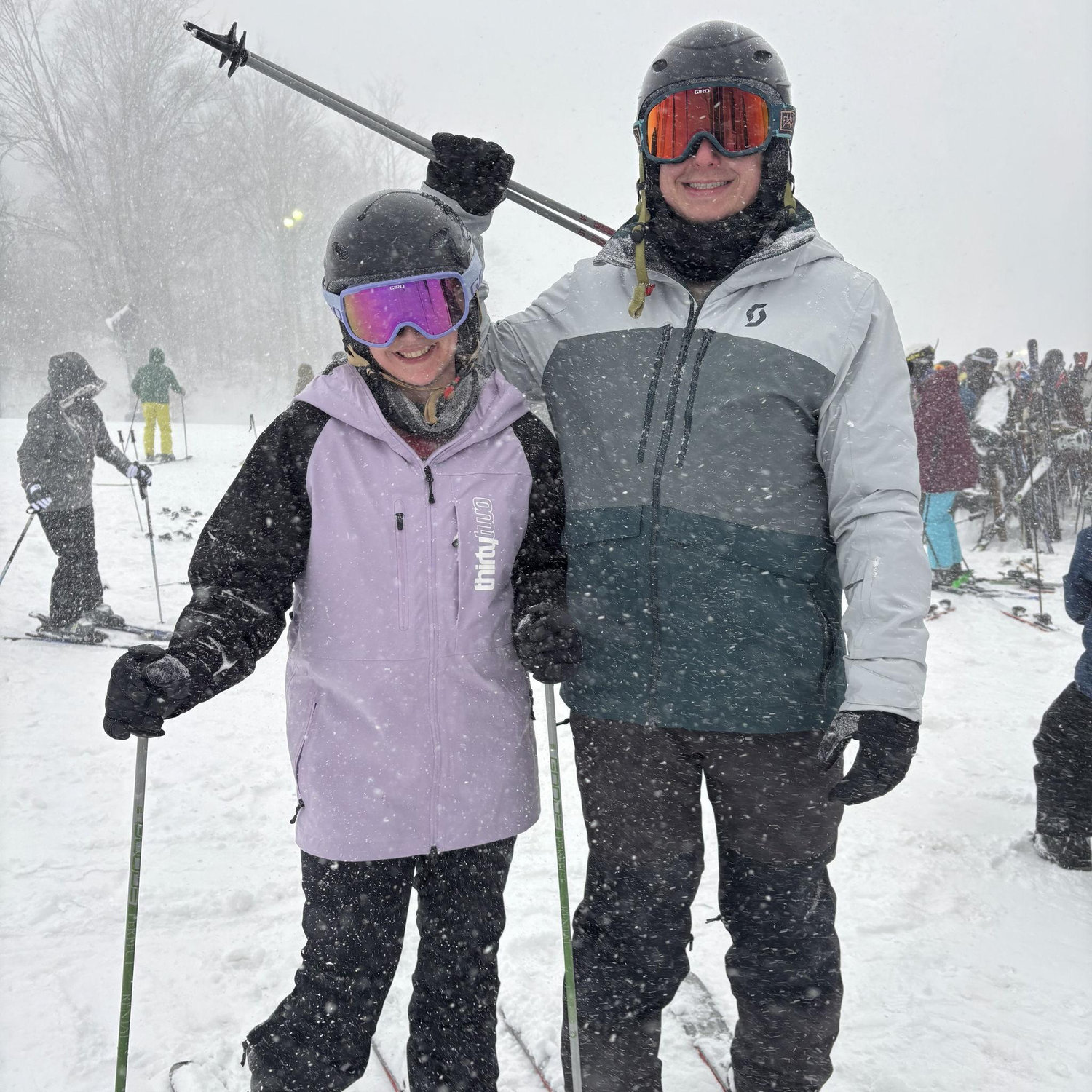 Han's first-time skiing with a great teacher!