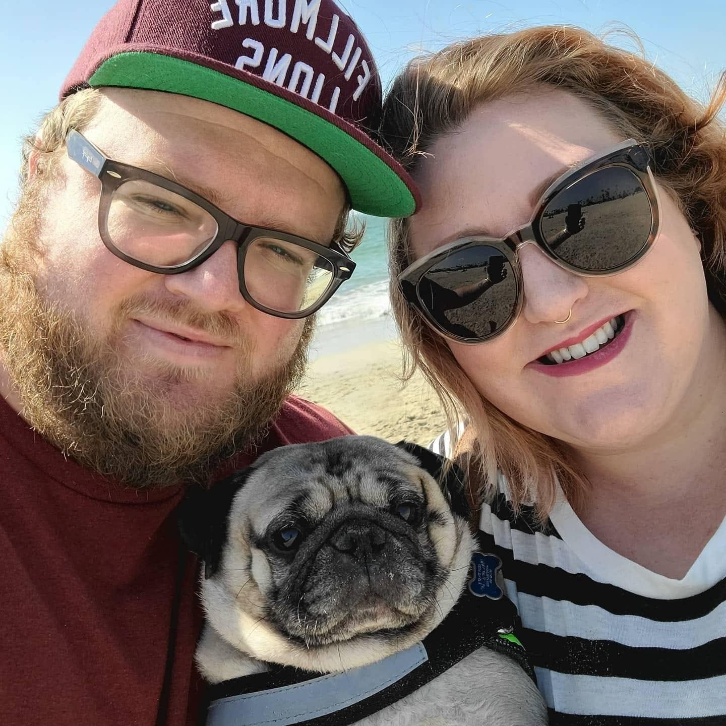 Having fun with our Pug, Benny at the beach!