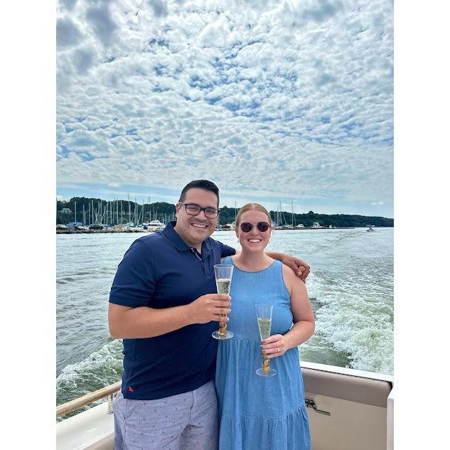 Another celebratory boat ride the day after we got engaged!