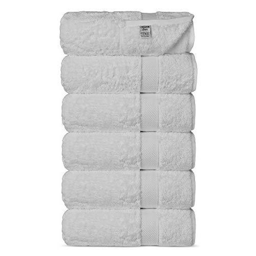 Chakir Turkish Linens Luxury Ultra Soft Bamboo 6-Piece Hand Towel Set - Soft, Absorbent and Eco-Friendly (White)