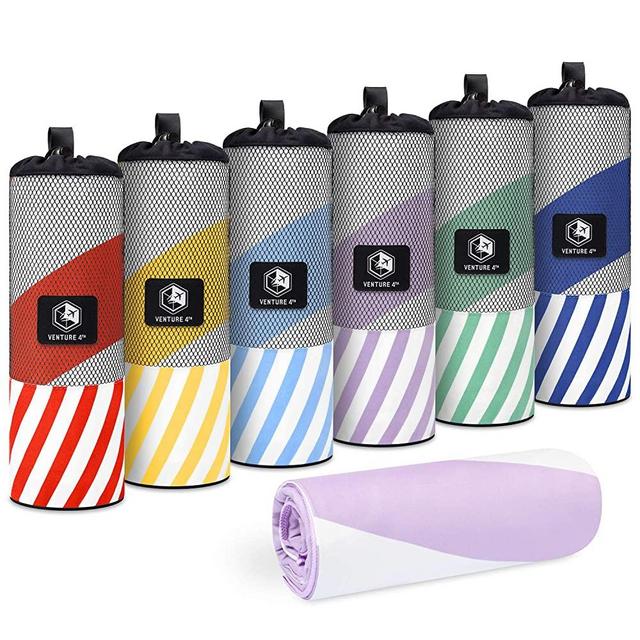 Oversize XL Microfiber Beach Towel 78x35" for Pool, Swim, Shower, Travel. Soft Pleasant Touch, Quick Dry, Sand Free, Compact, Easy to Carry. 6 Fashion Colors, Fun Ripple Design - Lavender Extra Large