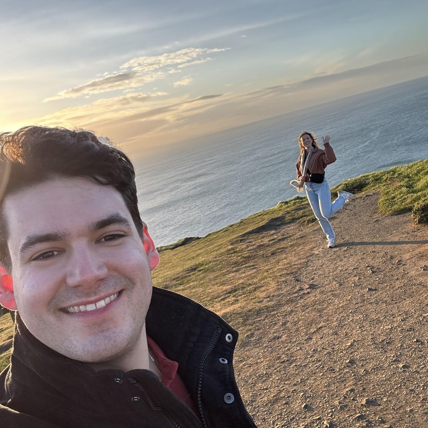 Northern Ireland, March 2024! Connor wouldn't get any closer to the edge, which has a HUGE drop to the ocean.
