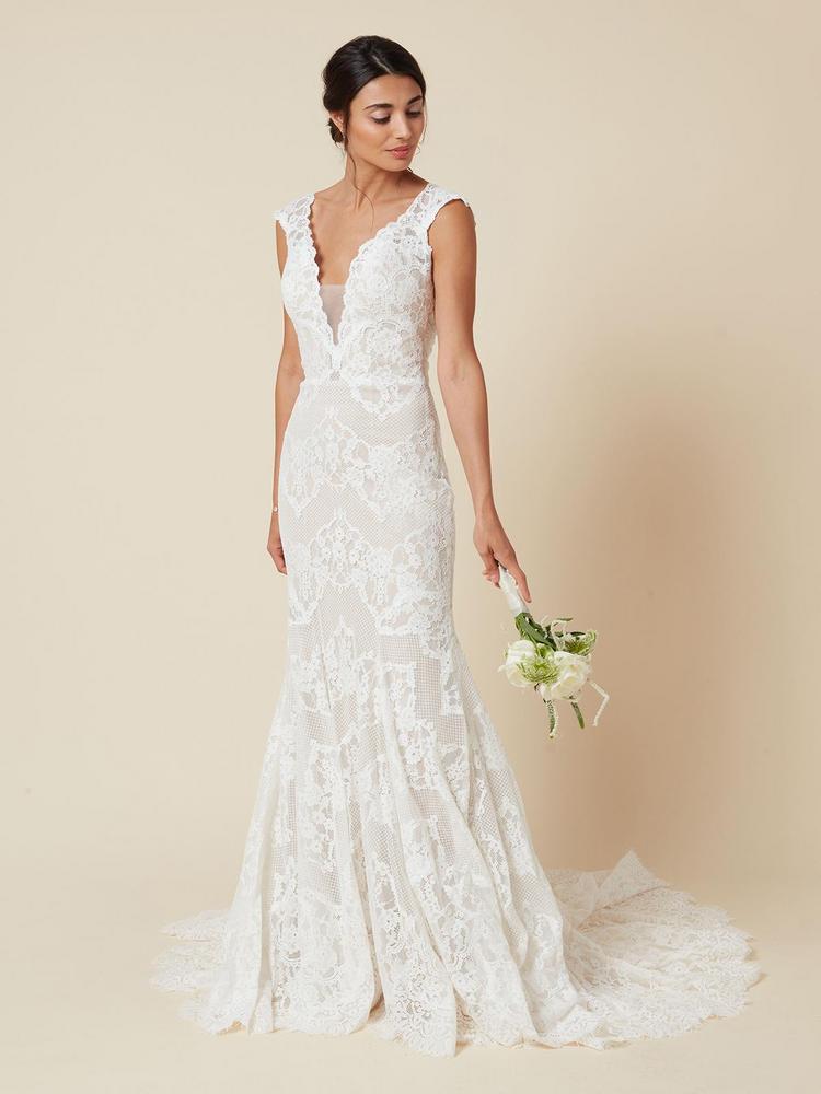 Paula Cap Sleeve Long Wedding Dress Zola