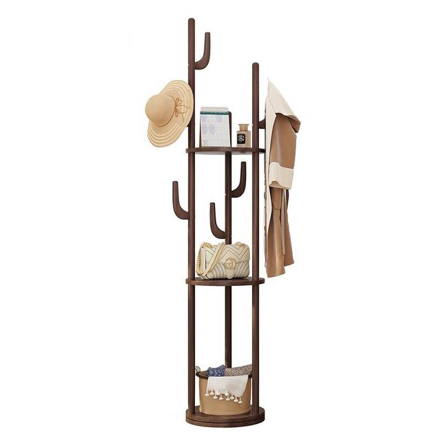 COVAODQ Wooden Rotatable Coat Rack Freestanding Coat Rack Stand Enterway Hall Tree Free Standing for Coats, Jackets, Bags,Hats