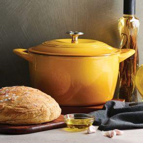 7 Qt Enameled Cast Iron Covered Tall Round Dutch Oven - Sunrise