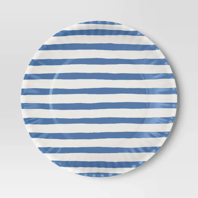 10" Melamine Striped Dinner Plate Blue - Room Essentials™