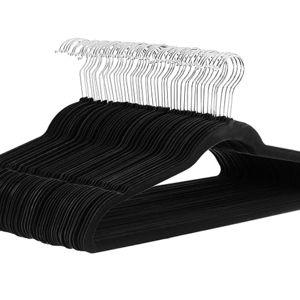 Amazon Basics Slim Velvet Non-Slip Space Saving Suit Clothes Hangers, Closet Organizer, Black, 50-Pack