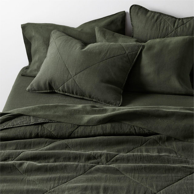 Aire Natural EUROPEAN FLAX ™-Certified Linen Ficus Green Full/ Queen Quilt