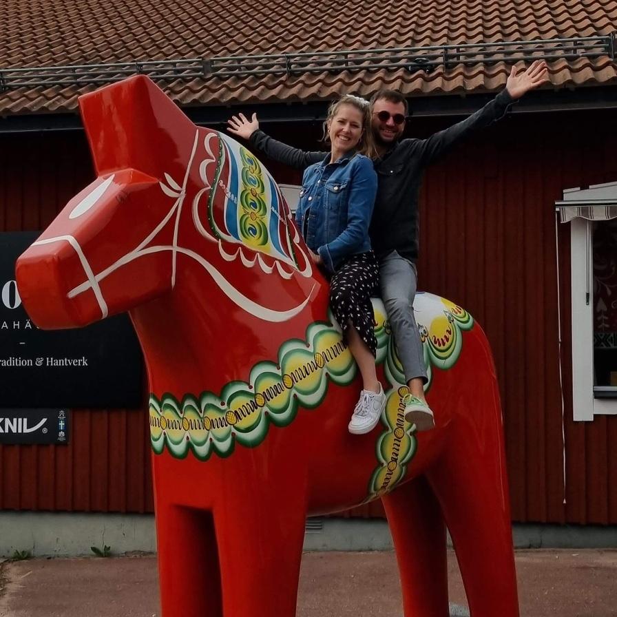 Visiting the Swedish/Dala Horses together with childhood Au Pair Marie and her family July 2022