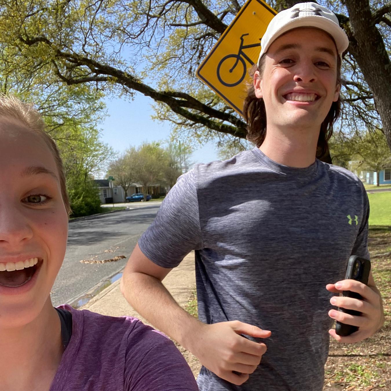 March 2021: First pic together! Literally "ran" into each other at the park & started running together!