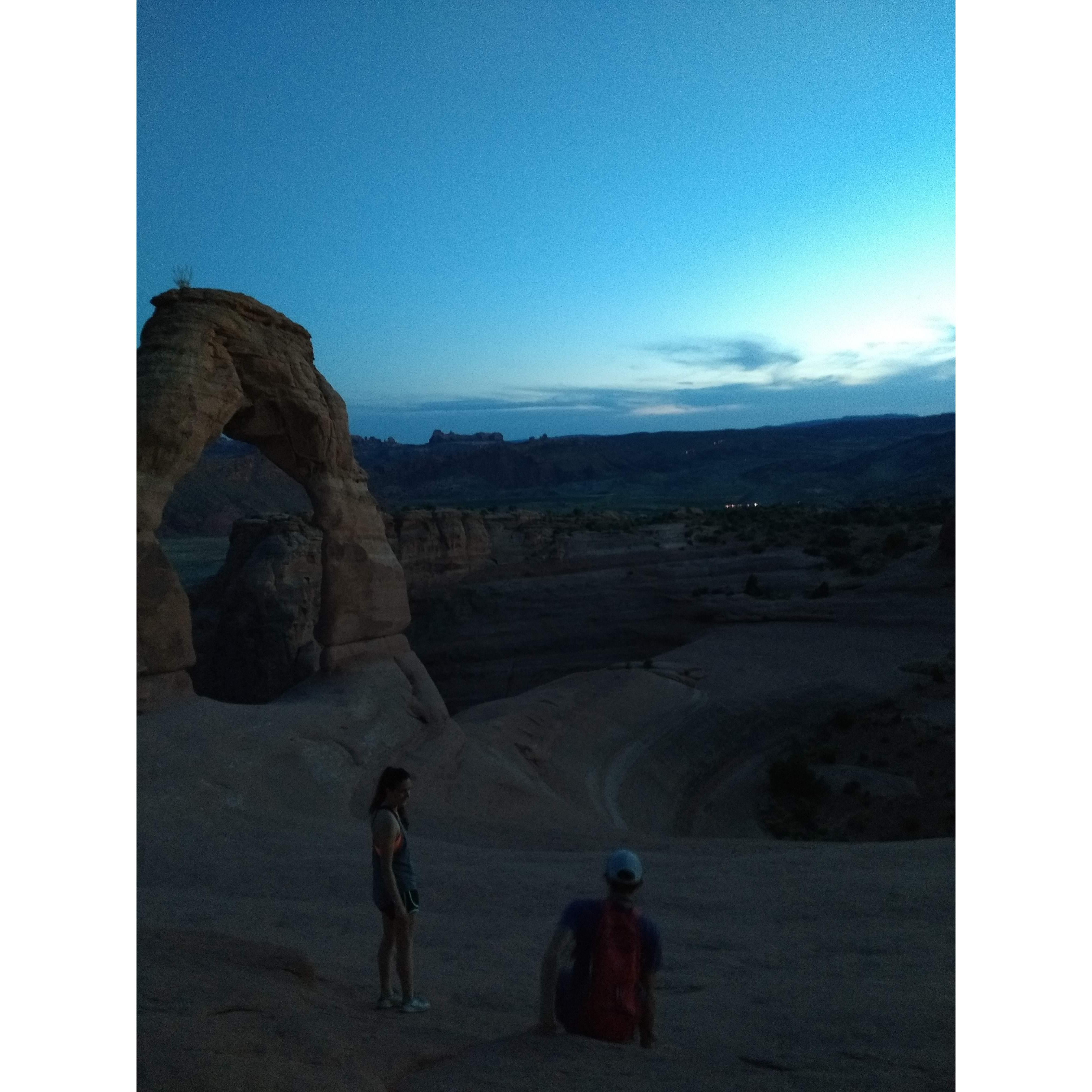 Taking our time during an evening hike in Arches National Park!