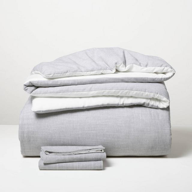 3pc Full/Queen Microstripe Comforter & Sham Set Railroad Gray - Hearth & Hand™ with Magnolia