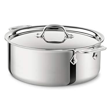 All-Clad 4506 Stainless Steel Tri-Ply Bonded Dishwasher Safe Stockpot with Lid / Cookware, 6-Quart, Silver