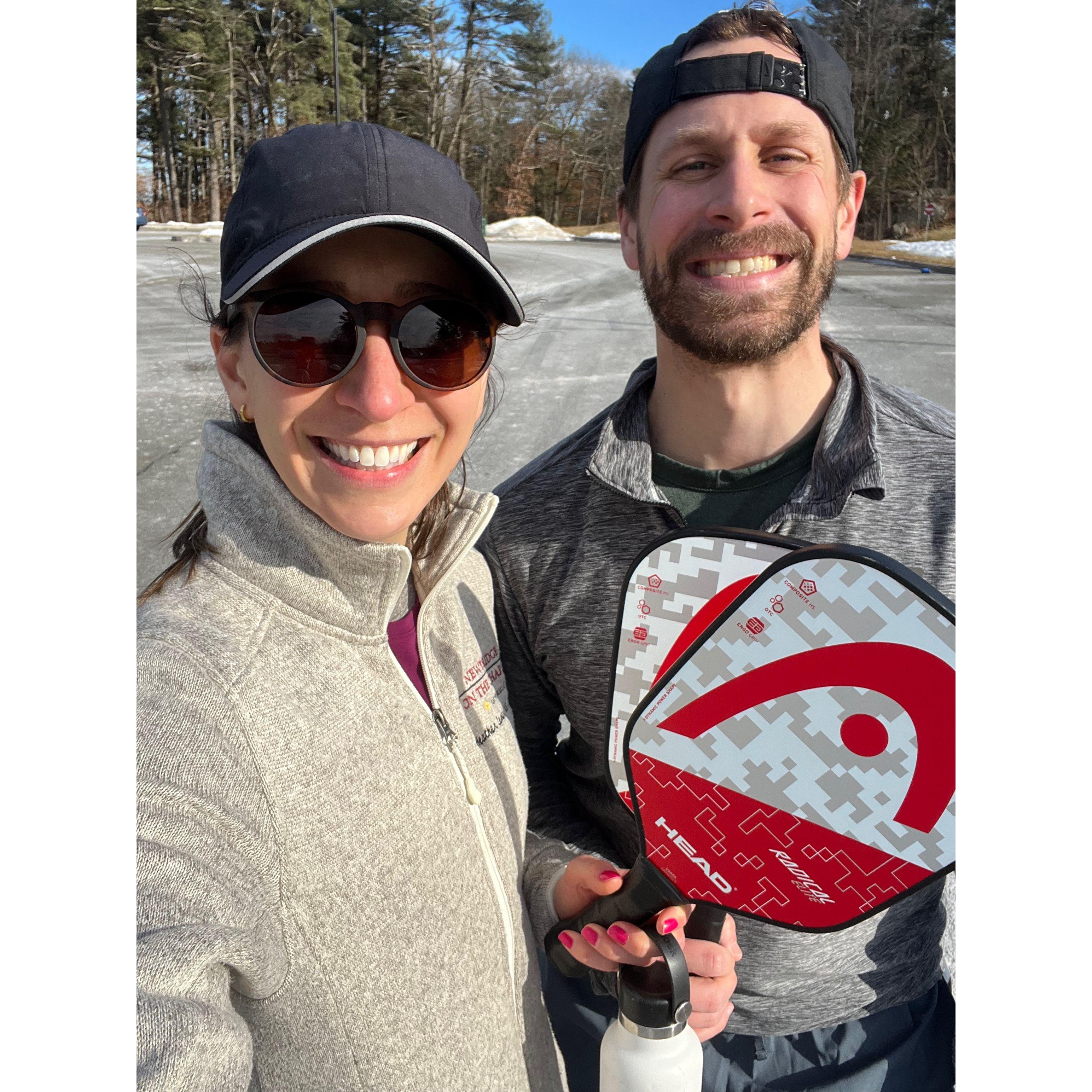 We don't play pickle ball. We play competitive singles mini-tennis.